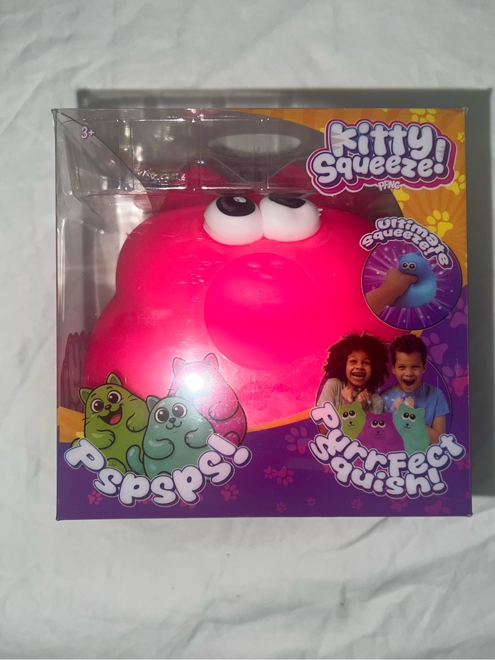 Squeeze Bright Pink Kitty Squeeze toy